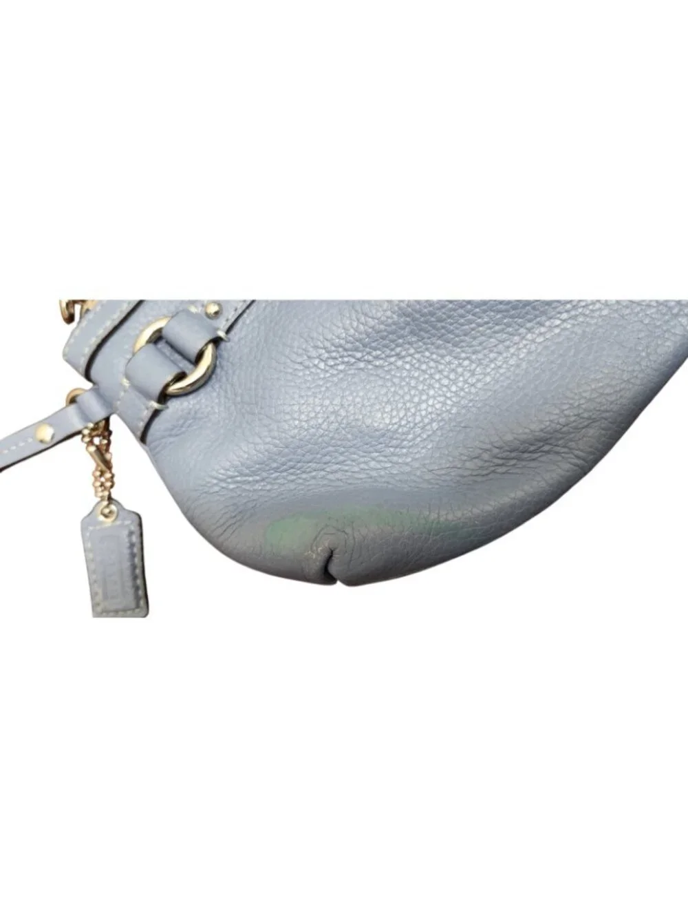 Coach Blue Leather Wristlet Small Pouch Zip Top Mini Bag Y2K Handbag Silver
